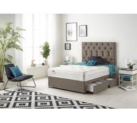 Premier Tweed Fabric Sprung Memory Foam 4 Drawer Divan Bed Set with Upholstered Headboard Somnior Brown Super King
