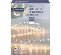 Premier Ultrabrights String Lights 400 Large LED Silver Wire 20M - Warm White Lights
