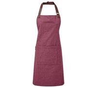 Premier Unisex Adult Annex Oxford Faux Leather Bibbed Full Apron Burgundy (One Size)