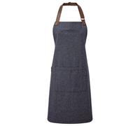 Premier Unisex Adult Annex Oxford Faux Leather Bibbed Full Apron Navy (One Size)