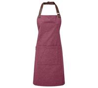 Premier Unisex Adult Annex Oxford Faux Leather Bibbed Full Apron (One Size) (Burgundy)