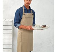 Premier Unisex Adult Barley Sustainable Contrast Stitching Full Apron Khaki/brown (One Size)