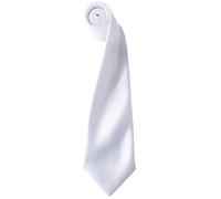 Premier Colours Satin Tie in White Premier White One Size