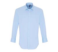 Premier Unisex Adult Poplin Stretch Long-Sleeved Shirt (Pale Blue) - Size Small