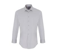 Premier Unisex Adult Poplin Stretch Long-Sleeved Shirt (Silver) - Size Medium