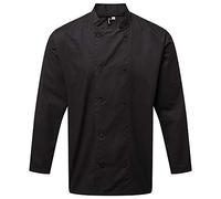 Premier Unisex Adults Chefs Coolchecker Long Sleeve Jacket (L) (Black)
