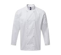 Premier Unisex Adults Chefs Coolchecker Long Sleeve Jacket (L) (White)