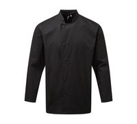 (2XL, Black) Premier Unisex Adults Chefs Essential Long Sleeve Jacket