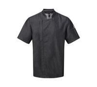 Premier Men's Chefs Zip-Close Short Sleeve Jacket in True Black | Size: Large Premier True Black L