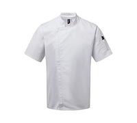 Premier Unisex Adults Chefs Zip-Close Short Sleeve Jacket (M) (White)