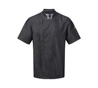 Premier Unisex Adults Chefs Zip-Close Short Sleeve Jacket (XL) (Black Denim)