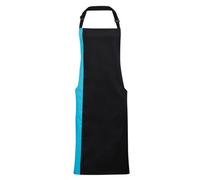 (One Size, Black/ Turquoise) Premier Unisex Contrast Workwear Bib Apron (Pack of 2)