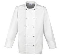 Premier Unisex Cuisine Long Sleeve Chefs Jacket (M) (White)