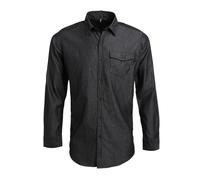 Premier Unisex Mens Denim Contrast Stitching Shirt (Black Denim) Cotton - Size Medium