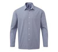 Premier Men's Gingham Long-Sleeved Shirt in Navy | Size: Medium Premier Navy M