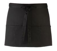 Premier Unisex Short Bar Apron with 3 Open Pockets Black