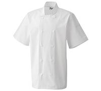 Premier Unisex Short Sleeved Chefs Jacket/Workwear (M) (White)