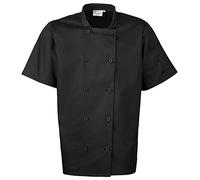 Premier Unisex Short Sleeved Chefs Jacket/Workwear (XL) (Black)