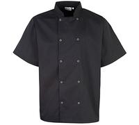 Premier Unisex Studded Front Short Sleeve Chefs Jacket (L) (Black)