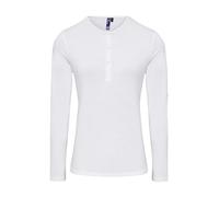 Premier Unisex Womens/Ladies Long John Roll Sleeve Tee (White) - Size Medium