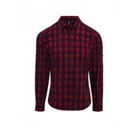 Premier Unisex Womens/Ladies Mulligan Check Long Sleeve Shirt (Red/Navy) - Blue & Red Cotton - Size 2XL