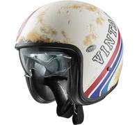 Premier Vintage BTR 12 BM Jet Helmet, white-red-blue, size M for Men