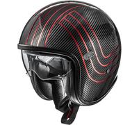 Premier Vintage Platinum ED Carbon EX Chromed BM Jet Helmet, black-red, size M for Men