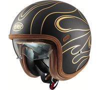 Premier Vintage Platinum ED Carbon FR Chromed BM Jet Helmet, black-gold, size M for Men