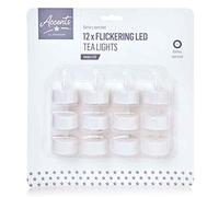 Premier White Flickering 12 Battery Tea Light Candles