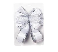 Premier White/Silver Bow Tree Topper With Glitter, Metallic & Ribbon Design, 1.2m Length, One Size