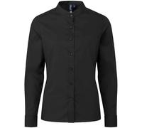 Premier Women's Banded Grandad Collar Formal Shirt in Black | Size: Large Premier Black L