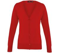 Premier Women's Button Through Knitted Cardigan Cotton Blend V Neck