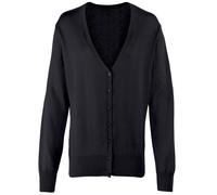 Premier Women's Button Through Long Sleeve V-neck Knitted Cardigan in Black | Size: 16 Premier Black 16