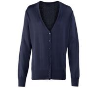 Premier Women's Button Through Long Sleeve V-neck Knitted Cardigan in Navy | Size: 24 Premier Navy 24