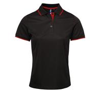 Premier Women's Contrast Coolchecker Polo Black/Lime XS