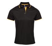 Premier Women's Contrast Coolchecker Polo Black/Lime XS
