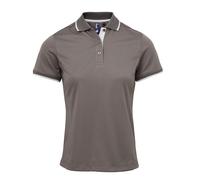 Premier Womens/Ladies Contrast Coolchecker Polo Shirt (Dark Grey/Silver) - Size X-Small
