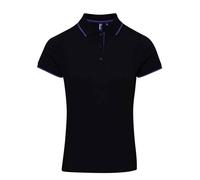 Premier Women's Coolchecker Contrast Polo Shirt in Black | Size: Medium Premier Black M