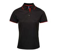 Premier Women's Coolchecker Contrast Polo Shirt in Black | Size: Small Premier Black S