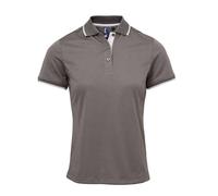 Premier Women's Coolchecker Contrast Polo Shirt in Dark Grey | Size: Medium Premier Dark Grey M