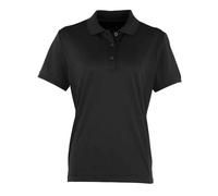 Premier Women's Coolchecker Pique Polo Shirt in Black | Size: 14 Premier Black 14