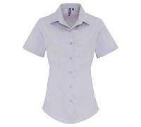 Premier Women's Cotton Poplin Stretch Short-Sleeved Shirt in Silver | Size: 2XL Premier Silver 2XL