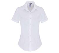 Premier Women's Cotton Poplin Stretch Short-Sleeved Shirt in White | Size: 3XL Premier White 3XL