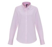 Premier Women's Cotton Rich Oxford Stripes Blouse Button Down Collar