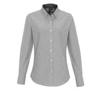 Premier Women's Cotton Rich Oxford Stripes Blouse Button Down Collar