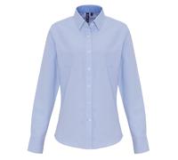 Premier Women's Cotton Rich Oxford Stripes Blouse PR338-office Workwear Shirt