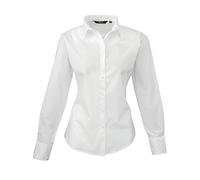 Premier Women's Fitted Poplin Blouse - White - Size 14