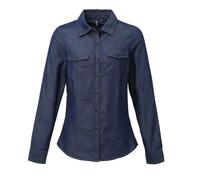 Premier Women's Denim Shirt Contrast Stitch Cotton Long Sleeve Casual
