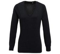Premier Women's Knitted Cotton Acrylic V Neck Sweatshirt in Charcoal | Size: 24 Premier Charcoal 24