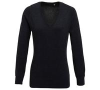 Premier Women's Knitted Cotton Acrylic V Neck Sweatshirt in Charcoal | Size: 8 Premier Charcoal 8